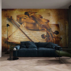 Papier Peint Photo Premium Canvas - Besoin immédiat d'un virtuose - Violon, Musique, Notes de musique - 200x140 cm