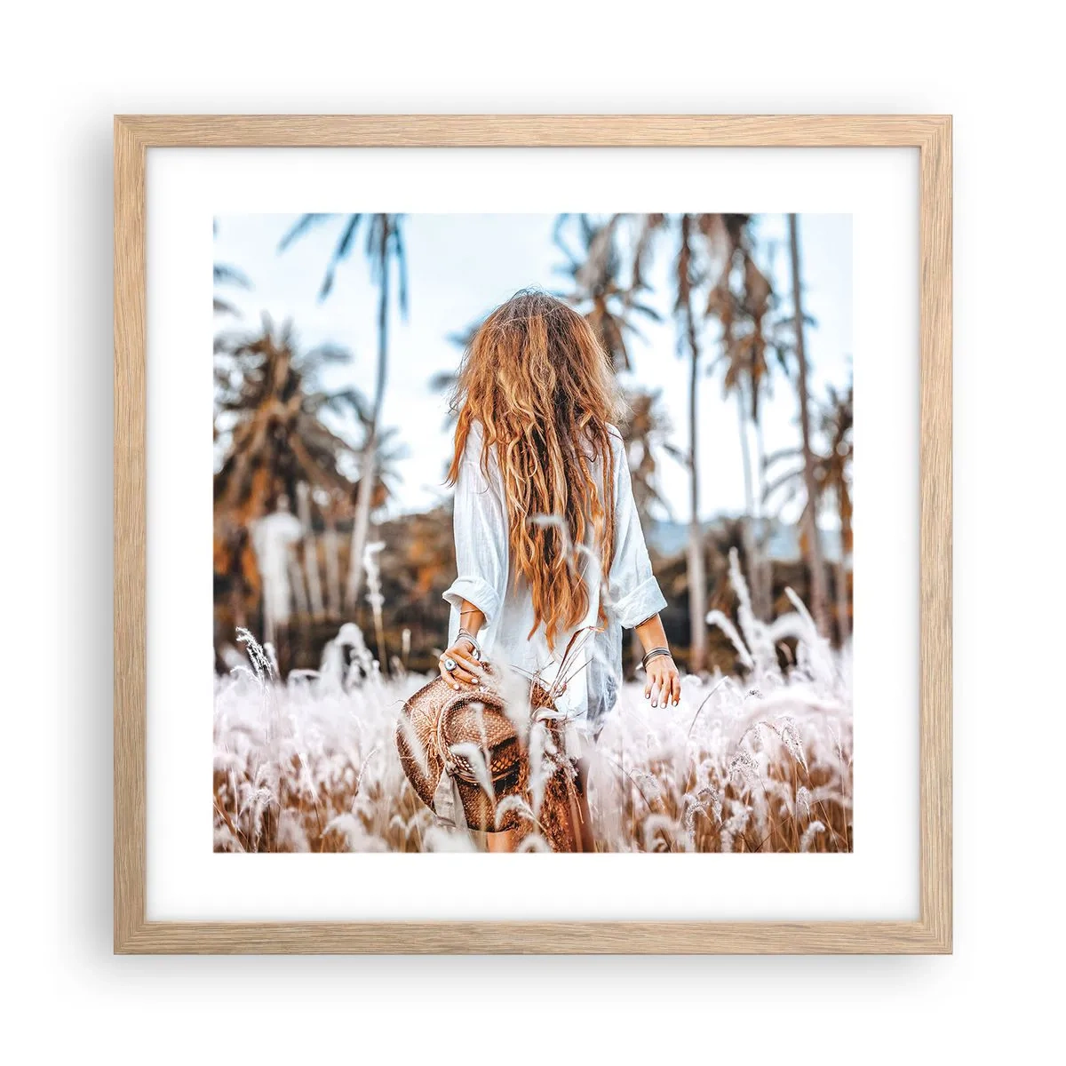 Affiche dans un chêne clair - Poster - Né de peluches d'herbe - 40x40 cm