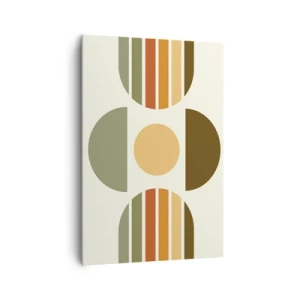 Impression sur toile - Image sur toile - Composition géométrique avec des demi-cercles et des rayures dans des tons terreux - 70x100cm - Dans les coulaurs de la terre - Décoration murale moderne pour le salon et la chambre ARTTOR