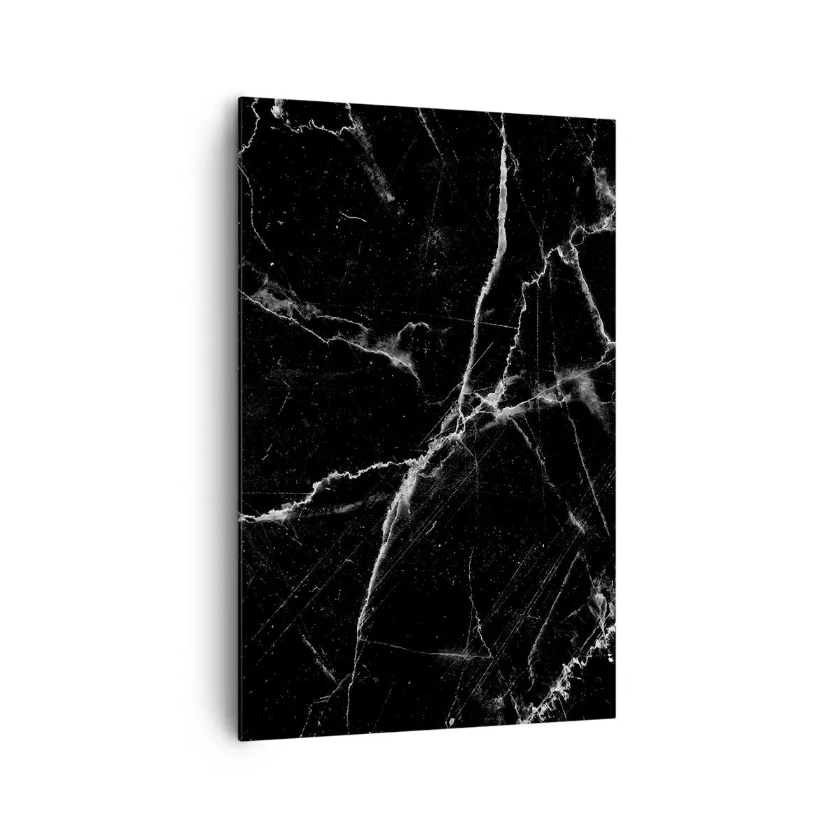 Impression sur toile - Image sur toile - Marbre noir avec des veines blanches dans les détails - 80x120cm - La vie secrète de la pierre - Décoration murale moderne pour le salon et la chambre ARTTOR