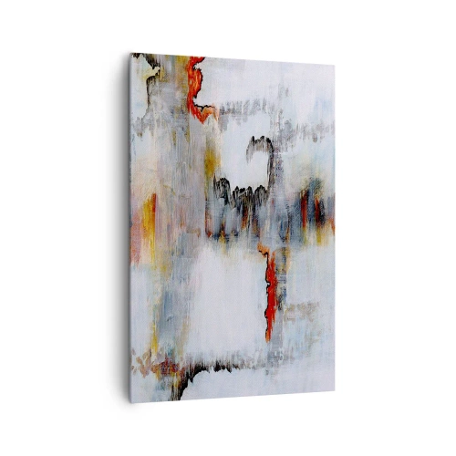 Impression sur toile - Image sur toile - Motif abstrait aux couleurs vives sur fond clair - 80x120cm - Un bâton sur l'eau - Décoration murale moderne pour le salon et la chambre ARTTOR