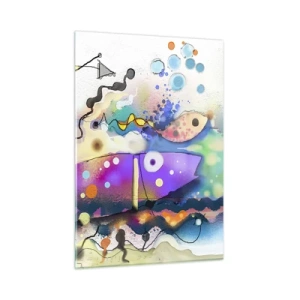 Impression sur verre - Image sur verre - Composition abstraite avec des formes et des lignes colorées - 50x70cm - Sans mots! - Décoration murale moderne pour le salon et la chambre ARTTOR