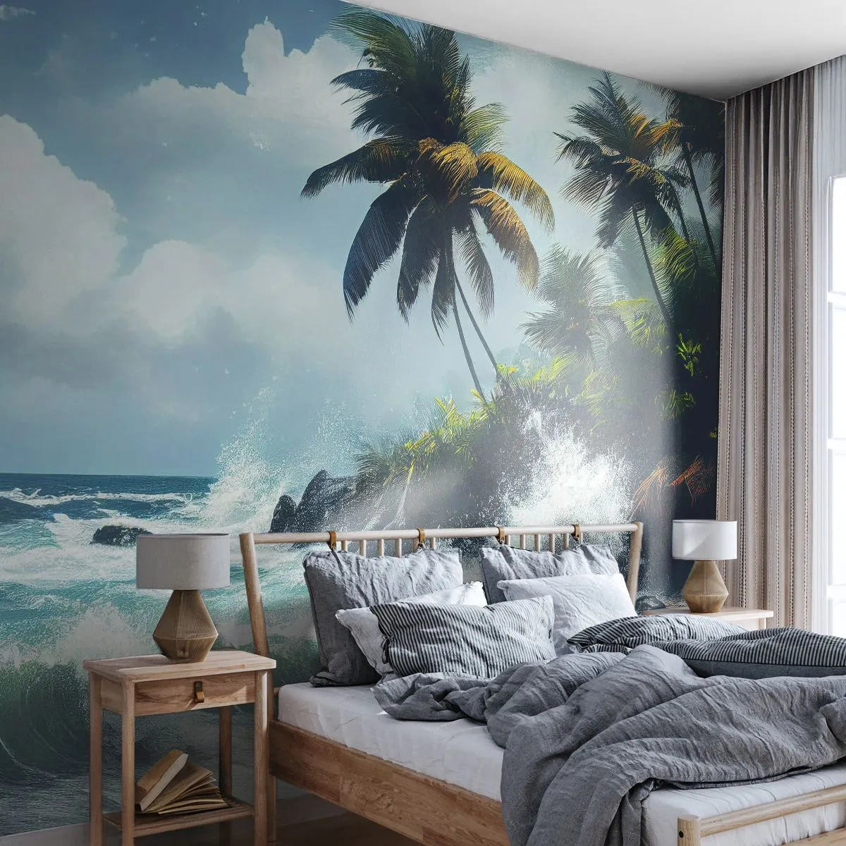 Papier Peint Autocollant Deluxe Sticker - Sur une côte tropicale - Plage, Tropical, Palmier - 100x70 cm