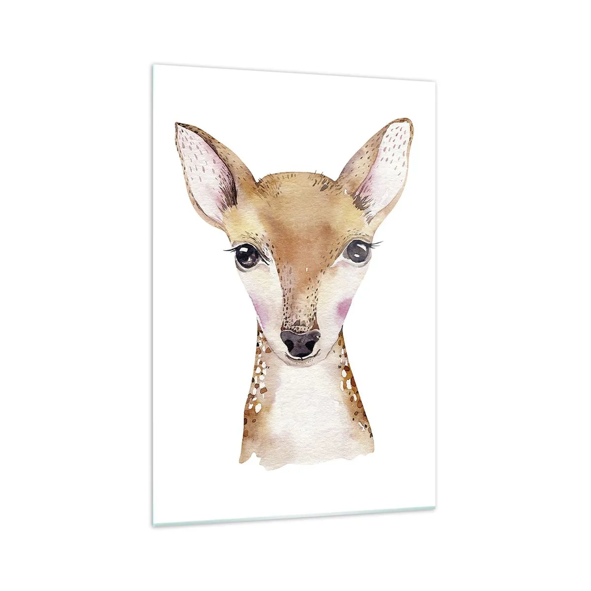 Impression sur verre - Image sur verre - Portrait à l'aquarelle d'un jeune chevreuil sur fond blanc - 70x100cm - L'innocence de la nature - Décoration murale moderne pour le salon et la chambre ARTTOR