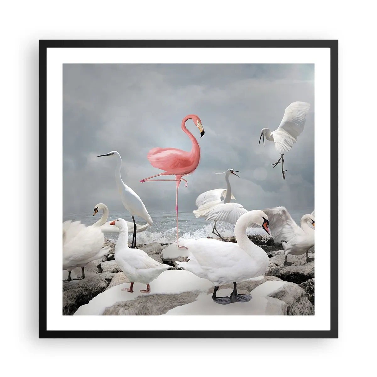 Affiche dans un cadre noir - Poster - Comment suis-je arrivé là? - 60x60 cm