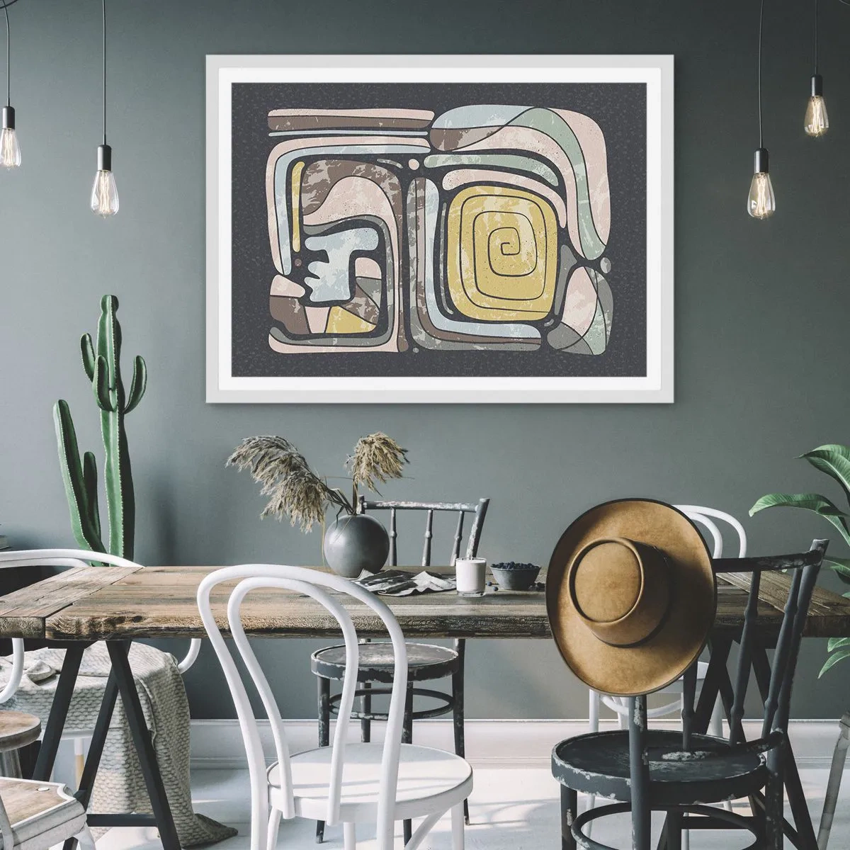 Affiche dans un cadre blanc - Poster - L'abstraction dans l'esprit précolombien - 40x30 cm