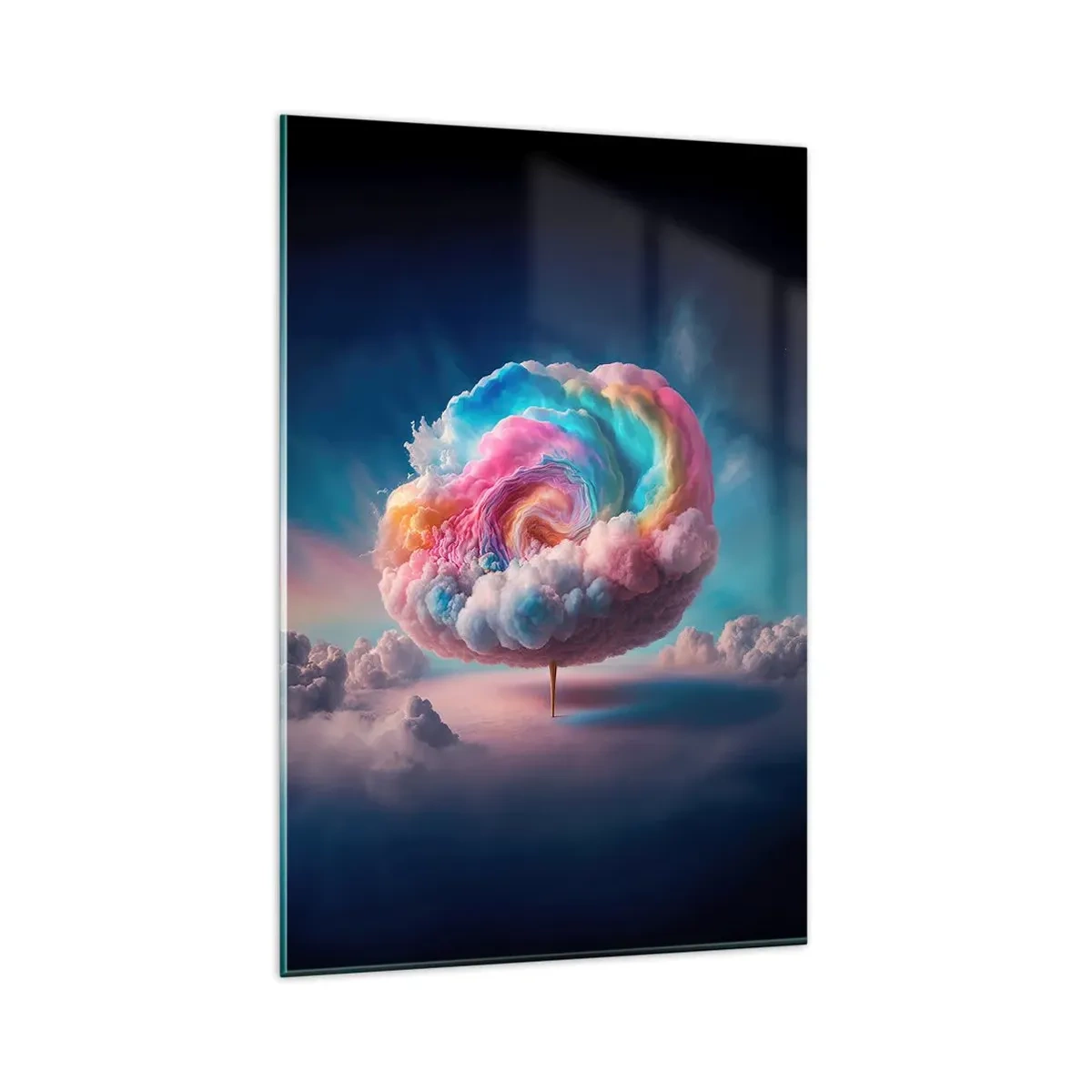 Impression sur verre - Image sur verre - Un nuage en forme de spirale aux couleurs pastel dans le ciel - 80x120cm - Le rêve d'un parc d'attractions - Décoration murale moderne pour le salon et la chambre ARTTOR