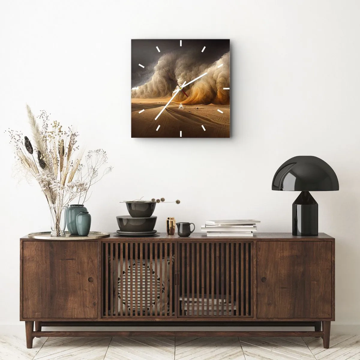 Horloge murale - Pendule murale - La colère du désert - 30x30 cm