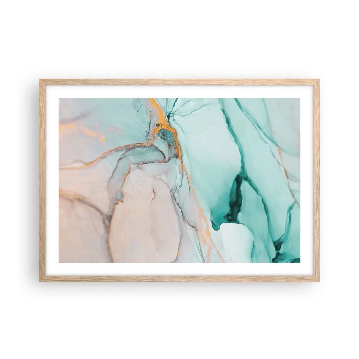 Affiche dans un chêne clair - Poster - Danse des formes et des couleurs - 70x50 cm