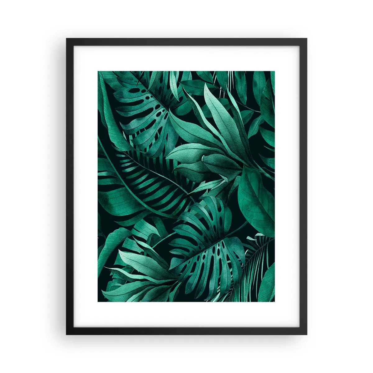 Affiche dans un cadre noir - Poster - Profondeur du vert tropical - 40x50 cm