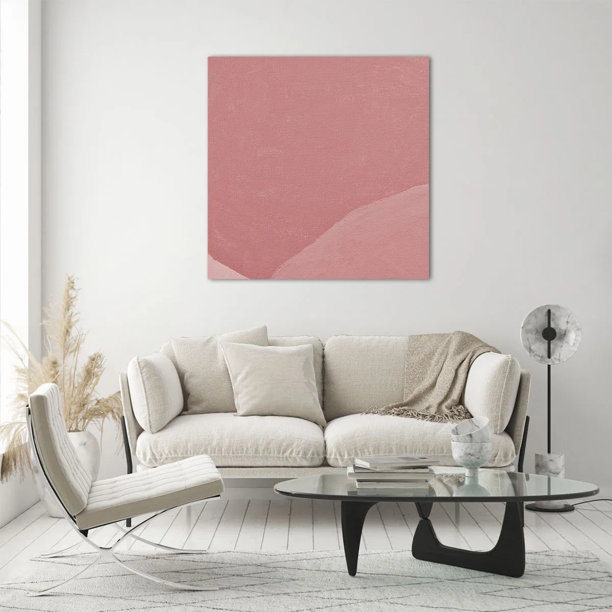 Impression sur verre - Image sur verre - Composition organique en rose - 60x60 cm
