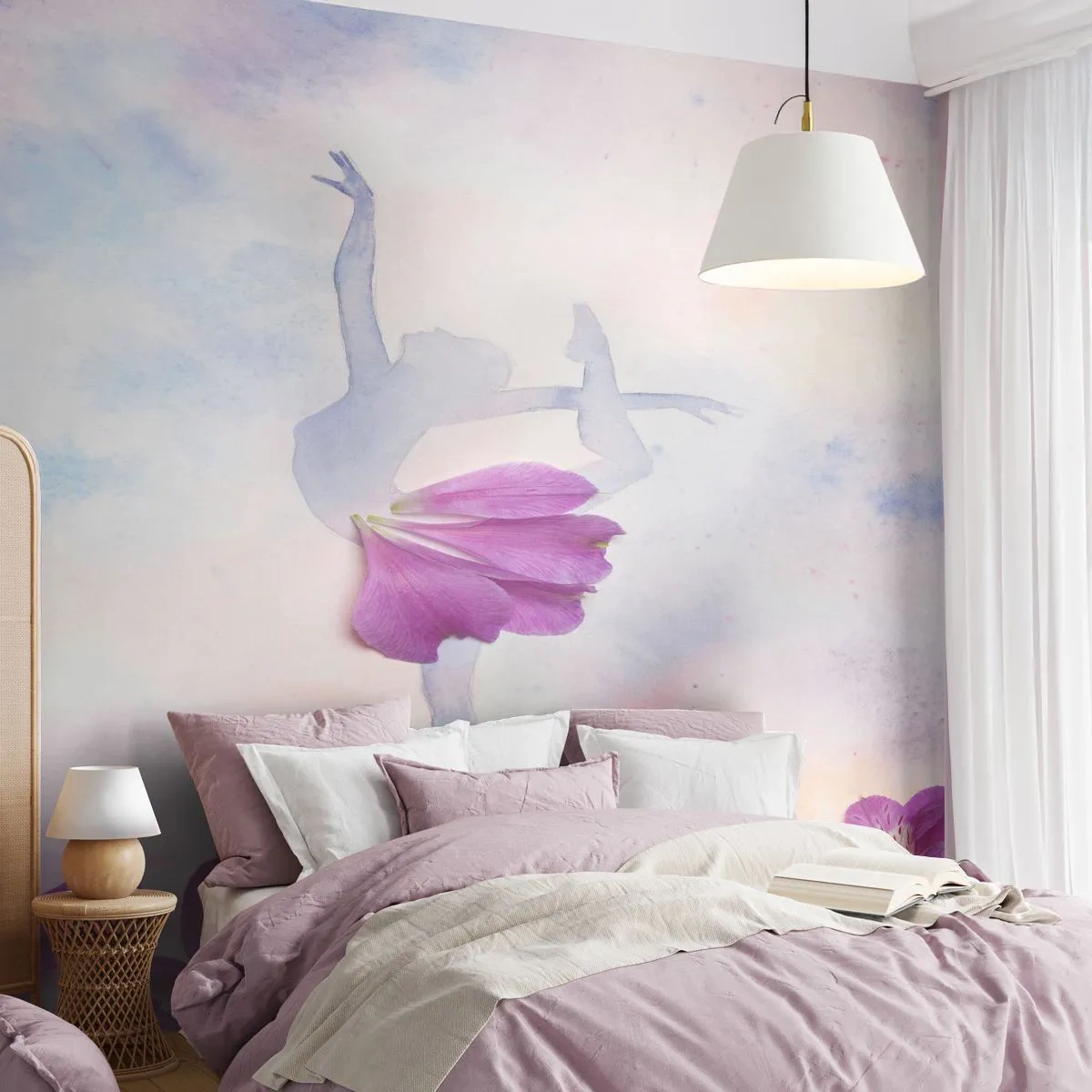 Papier Peint Photo Premium Sand - Délicat comme une fleur - Abstraction, Ballerine, Danse - 300x210 cm