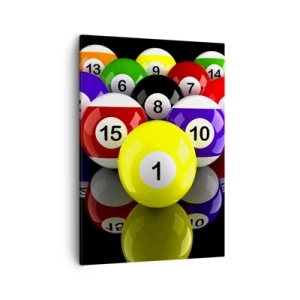 Impression sur toile - Image sur toile - Boules de billard colorées disposées en triangle sur fond noir - 50x70cm - Différentes couleurs de jeu - Décoration murale moderne pour le salon et la chambre ARTTOR