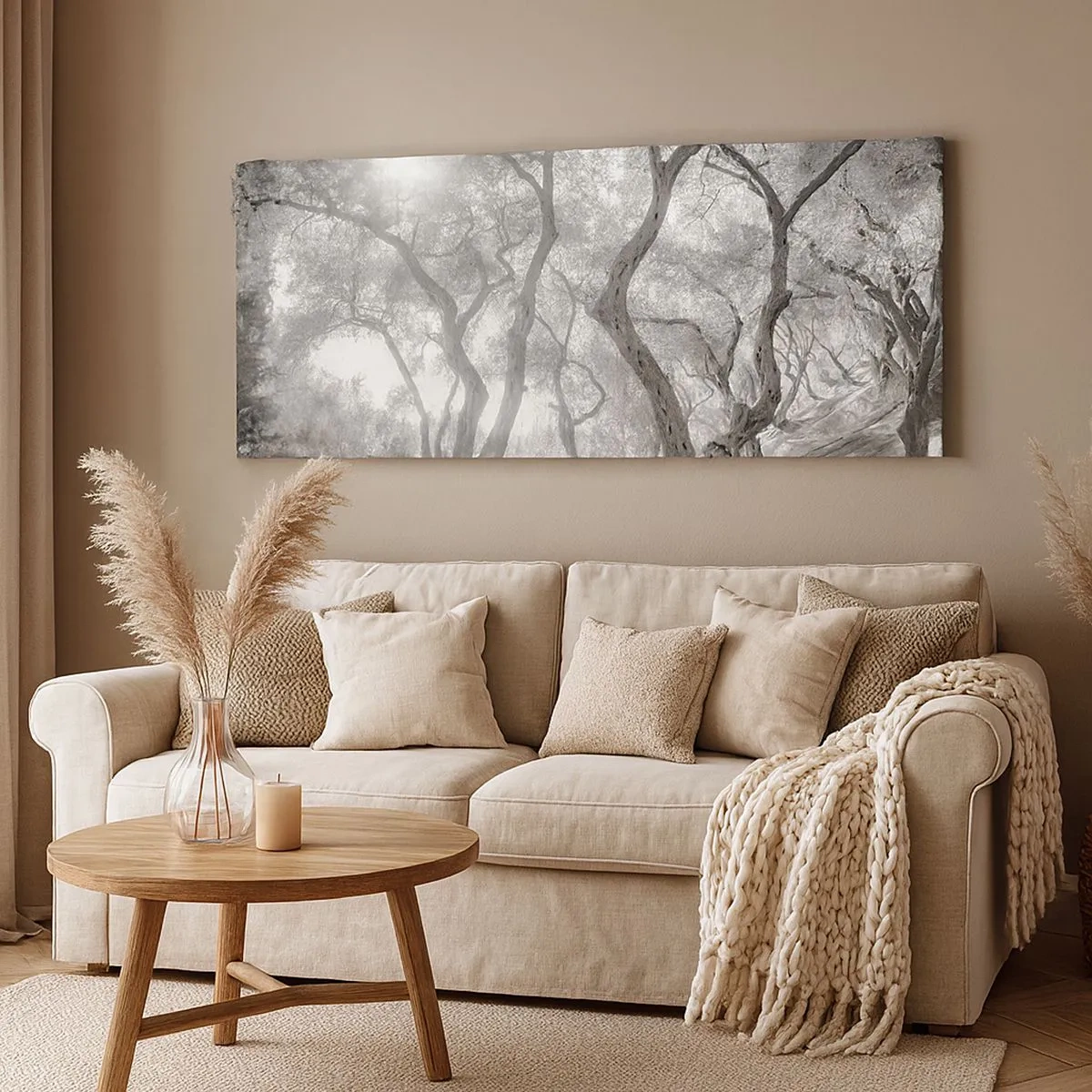 Impression sur toile - Image sur toile - Dans l'oliveraie - 100x40 cm