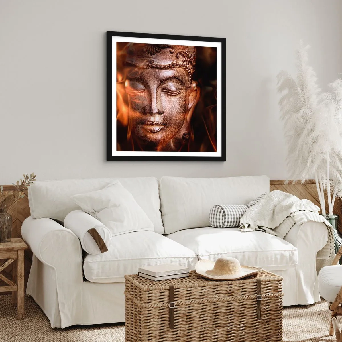 Affiche dans un cadre noir - Poster - Il n'existe qu'ici et maintenant - 60x60 cm