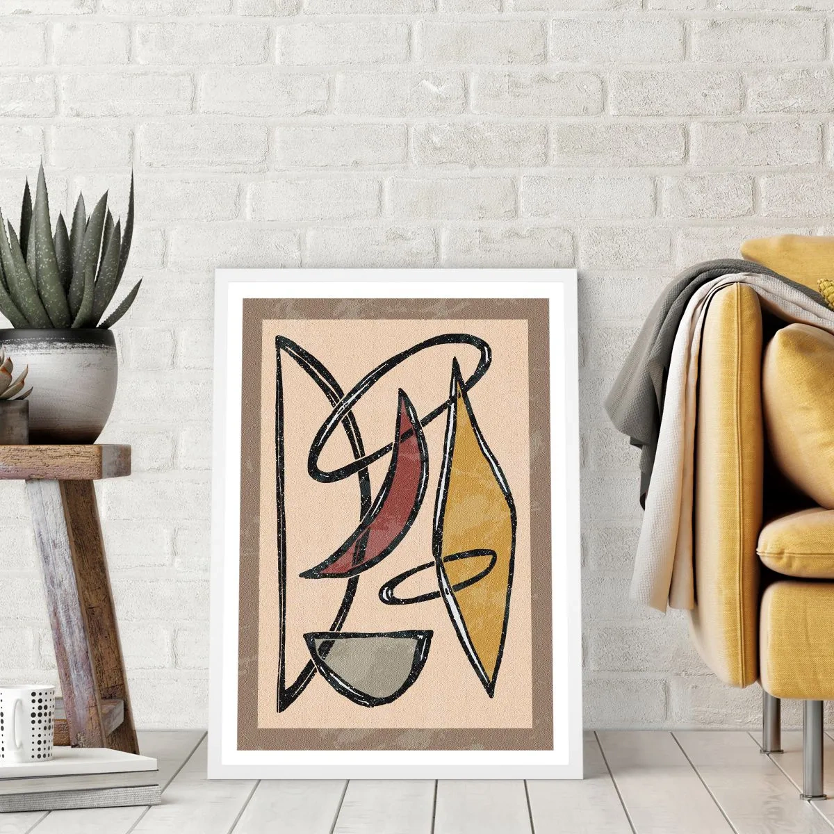 Affiche dans un cadre blanc - Poster - Composition – arcs et ovales - 70x100 cm