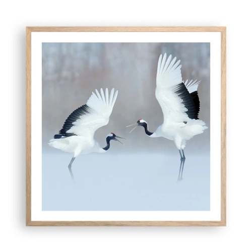 Affiche dans un chêne clair - Poster - Danse dans le brouillard - 60x60 cm