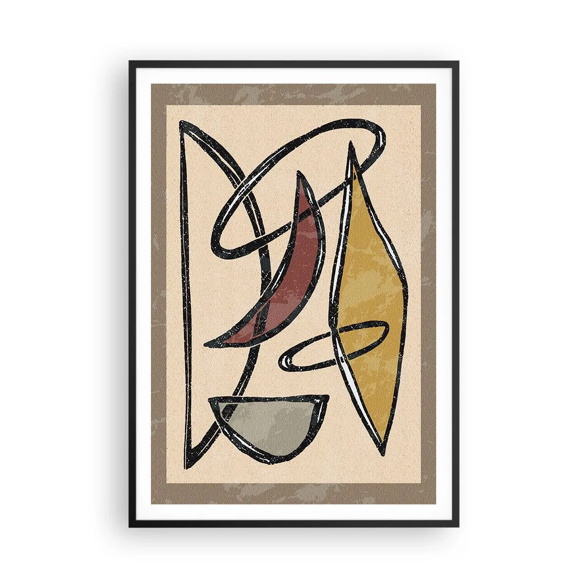 Affiche dans un cadre noir - Poster - Composition – arcs et ovales - 70x100 cm