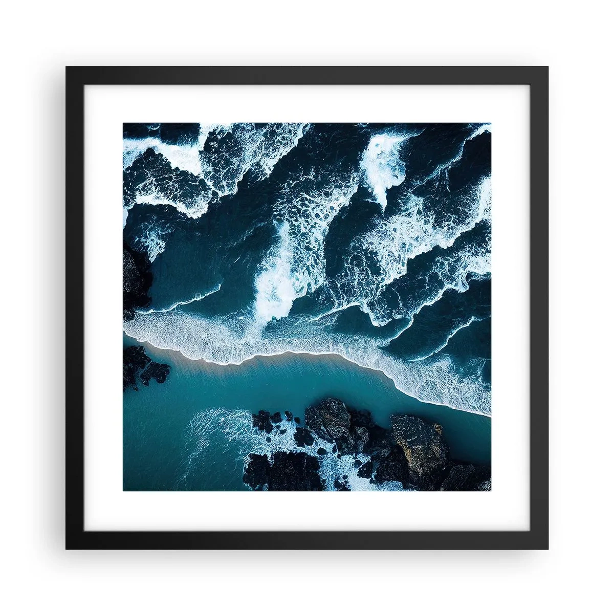 Affiche dans un cadre noir - Poster - Enveloppé par les vagues - 40x40 cm