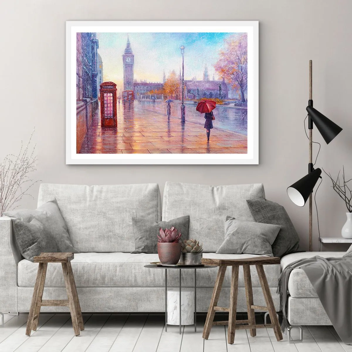 Affiche dans un cadre blanc - Poster - Jour automnal londonien - 91x61 cm