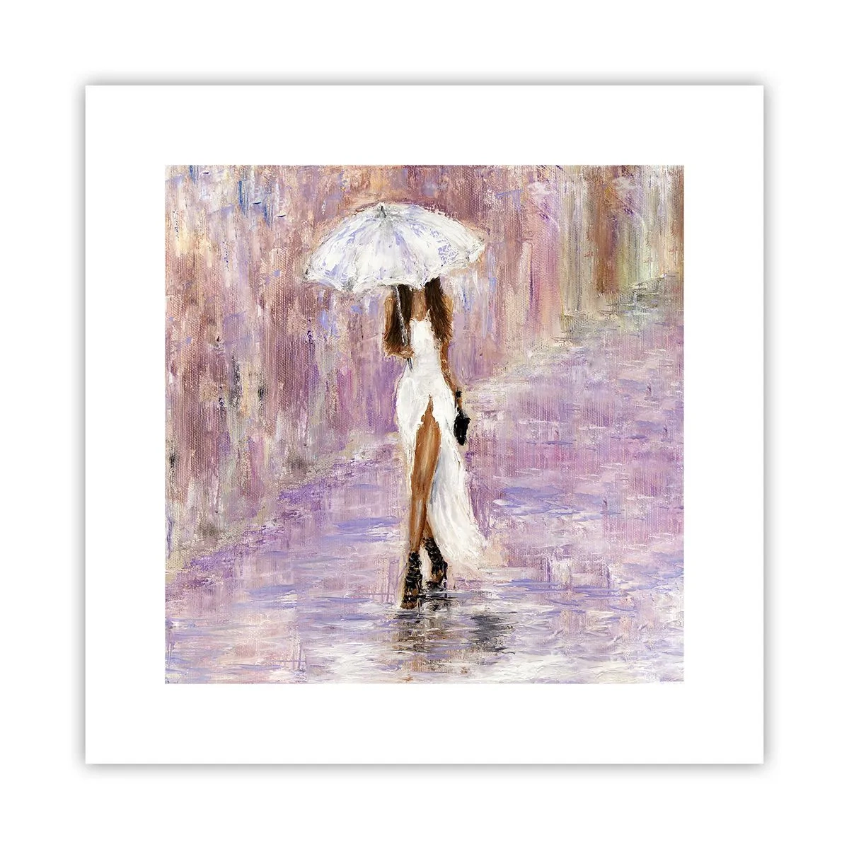 Affiche - Poster - Sous la pluie lilas - 30x30 cm
