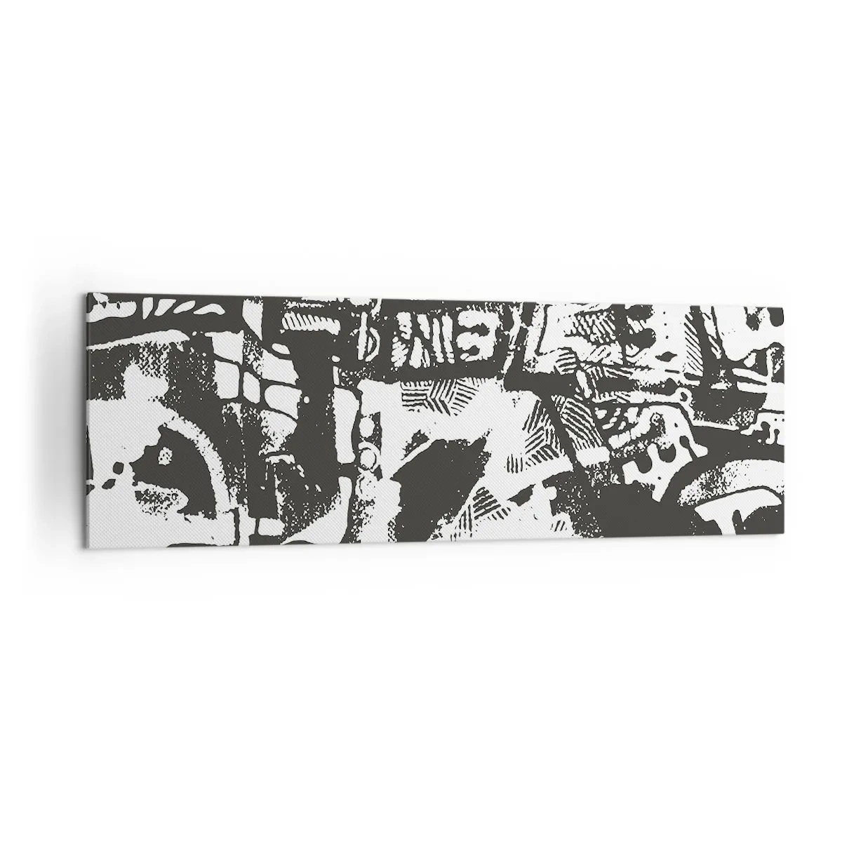 Impression sur toile - Image sur toile - Motif rétro monochrome abstrait - 160x50cm - Ordre ou chaos? - Décoration murale moderne pour le salon et la chambre ARTTOR