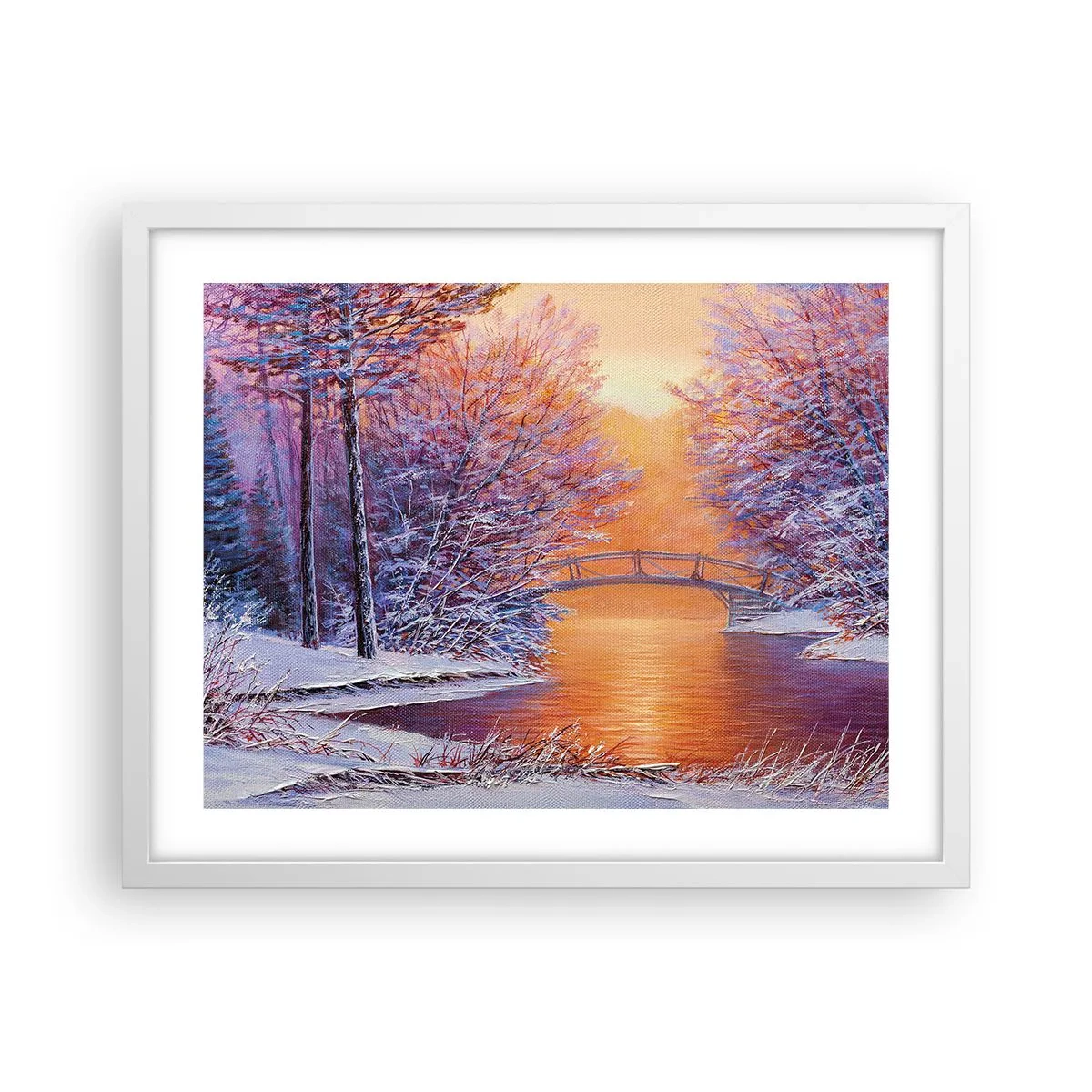 Affiche dans un cadre blanc - Poster - On se rencontre ici - 50x40 cm