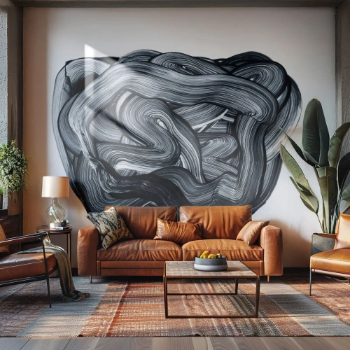 Papier Peint Autocollant Deluxe Sticker - Ce n'est pas si simple - Abstraction, Graphique, Noir et blanc - 200x140 cm
