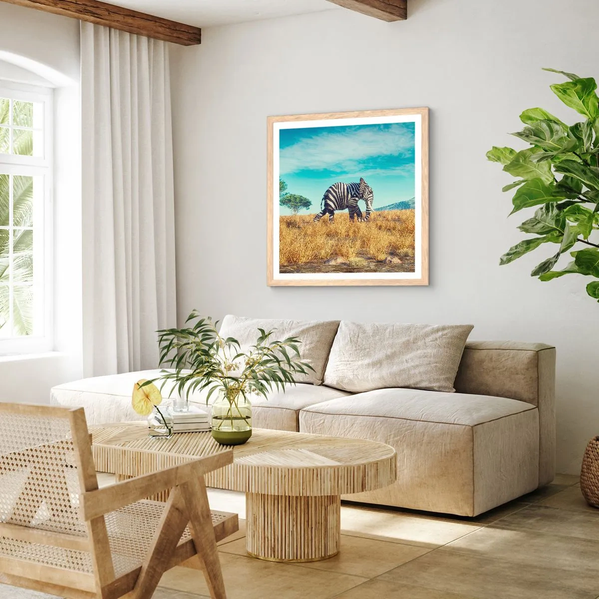 Affiche dans un chêne clair - Poster - Le gris n'est déjà plus à la mode - 60x60 cm