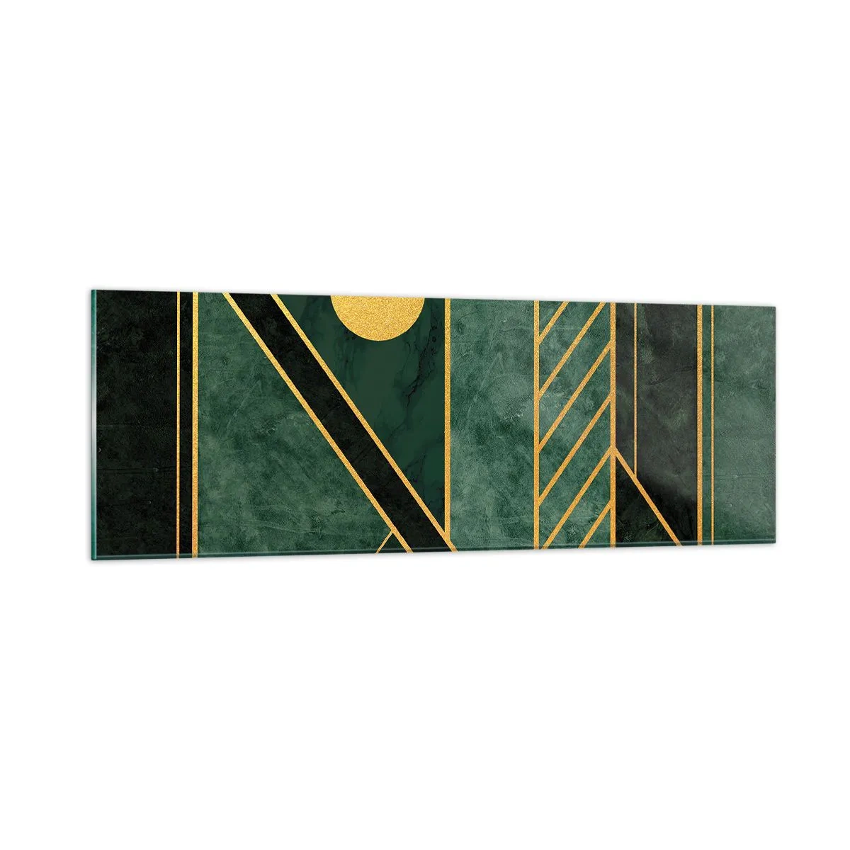 Impression sur verre - Image sur verre - Dynamique or et azur - 90x30 cm