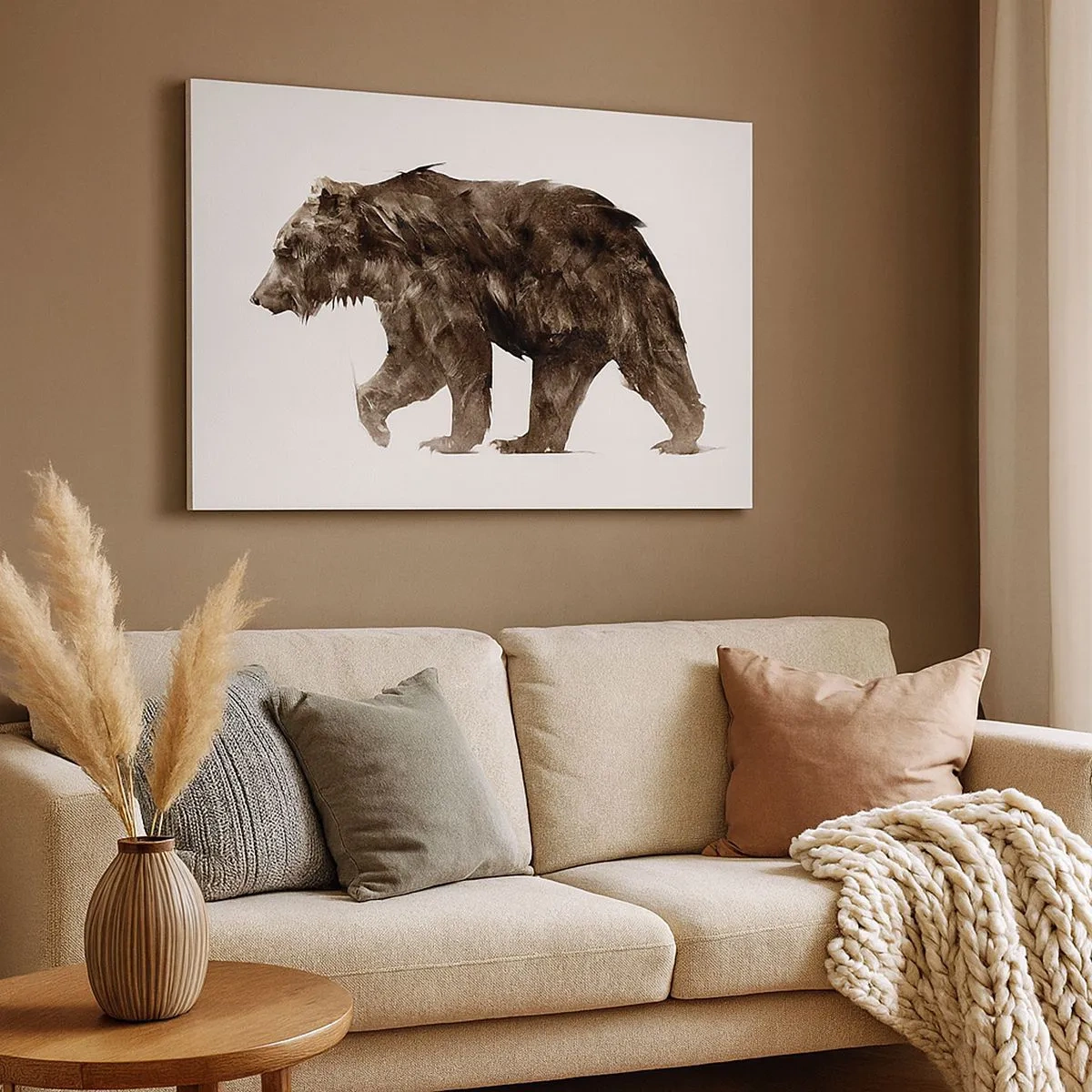 Impression sur toile - Image sur toile - Silhouette artistique d'un ours - 70x50cm - Je porte toujours de la vraie fourrure ! - Décoration murale moderne pour le salon et la chambre ARTTOR