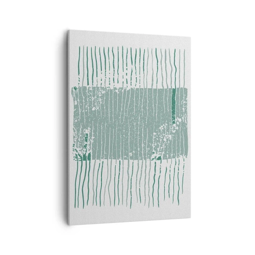 Impression sur toile - Image sur toile - Motif géométrique dans les tons vert mer et blanc - 50x70cm - Abstraction de la mer - Décoration murale moderne pour le salon et la chambre ARTTOR