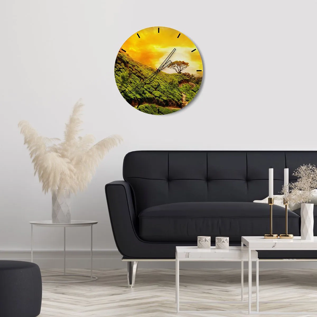 Horloge murale - Pendule murale - Un chemin sinueux, une pente verte - 40x40 cm
