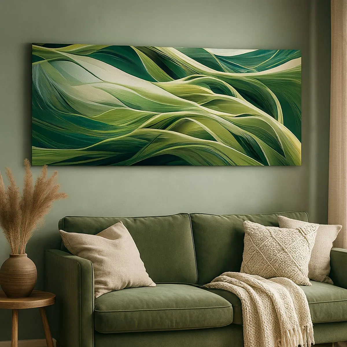Impression sur toile - Image sur toile - Jeu de vert abstrait - 100x40 cm