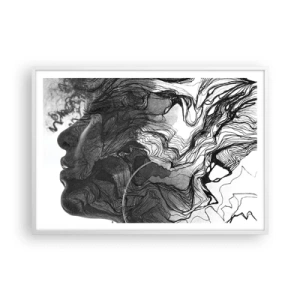 Affiche dans un cadre blanc - Poster - Emmêlé dans les rêves - 100x70 cm