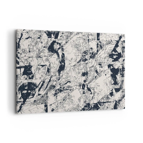 Impression sur toile - Image sur toile - Composition abstraite en noir et blanc avec une mise en page dynamique - 100x70cm - Interpénétration des contraires - Décoration murale moderne pour le salon et la chambre ARTTOR