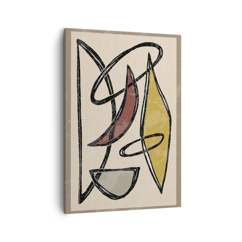 Impression sur toile - Image sur toile - Abstraction avec des formes géométriques et des couleurs sobres - 50x70cm - Verticales et horizontales - Décoration murale moderne pour le salon et la chambre ARTTOR