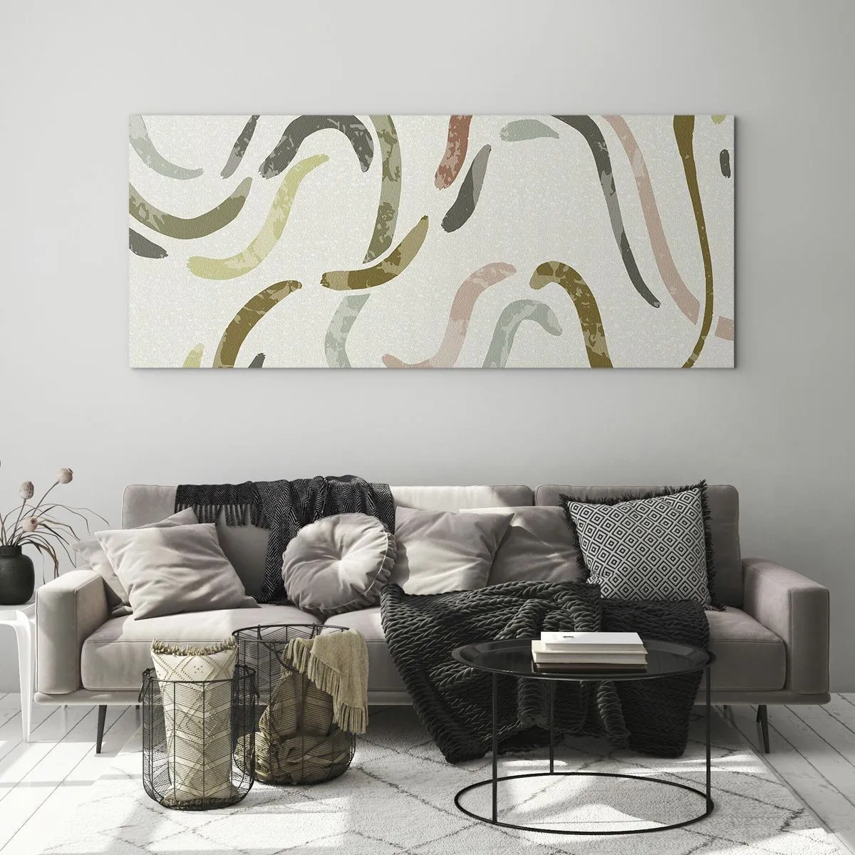 Impression sur verre - Image sur verre - Arcs abstraits aux couleurs pastel - 120x50cm - Une joyeuse danse de l'abstraction - Décoration murale moderne pour le salon et la chambre ARTTOR