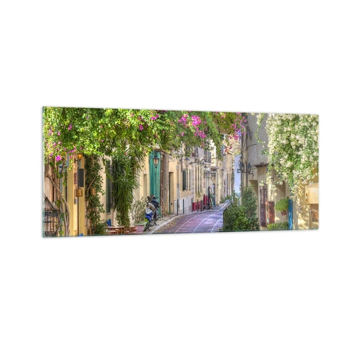 Impression sur verre - Image sur verre - Allée fleurie - 100x40 cm