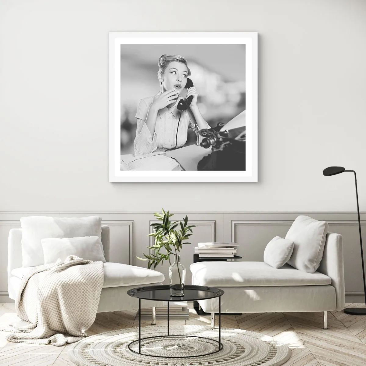 Affiche dans un cadre blanc - Poster - Hello! Ici les années 50 - 40x40 cm