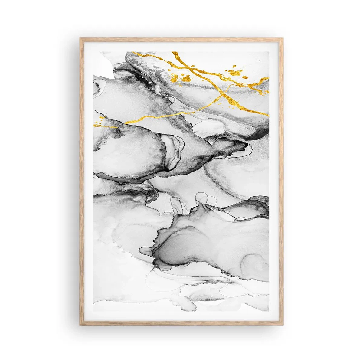 Affiche dans un chêne clair - Poster - Composition à motif or - 70x100 cm