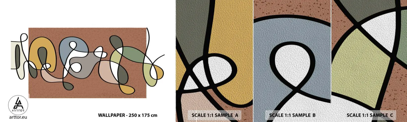 Échantillon de Papier Peint Premium Sand - Une abstraction qui mérite le sourire - Moderne, Abstraction, Morceau - 100x30 cm