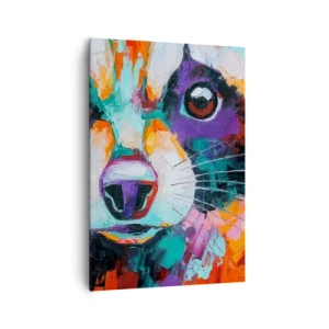 Impression sur toile - Image sur toile - Un portrait coloré d'un raton laveur dans le style d'une peinture expressive. - 70x100cm - Uniquement de belles émotions - Décoration murale moderne pour le salon et la chambre ARTTOR