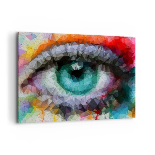 Impression sur toile - Image sur toile - Look géométrique avec œil vert - 100x70cm - Lueur cristalline des yeux - Décoration murale moderne pour le salon et la chambre ARTTOR