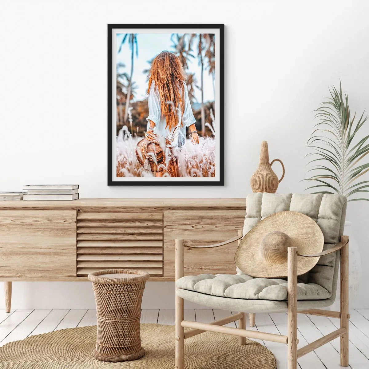 Affiche dans un cadre noir - Poster - Né de peluches d'herbe - 40x50 cm