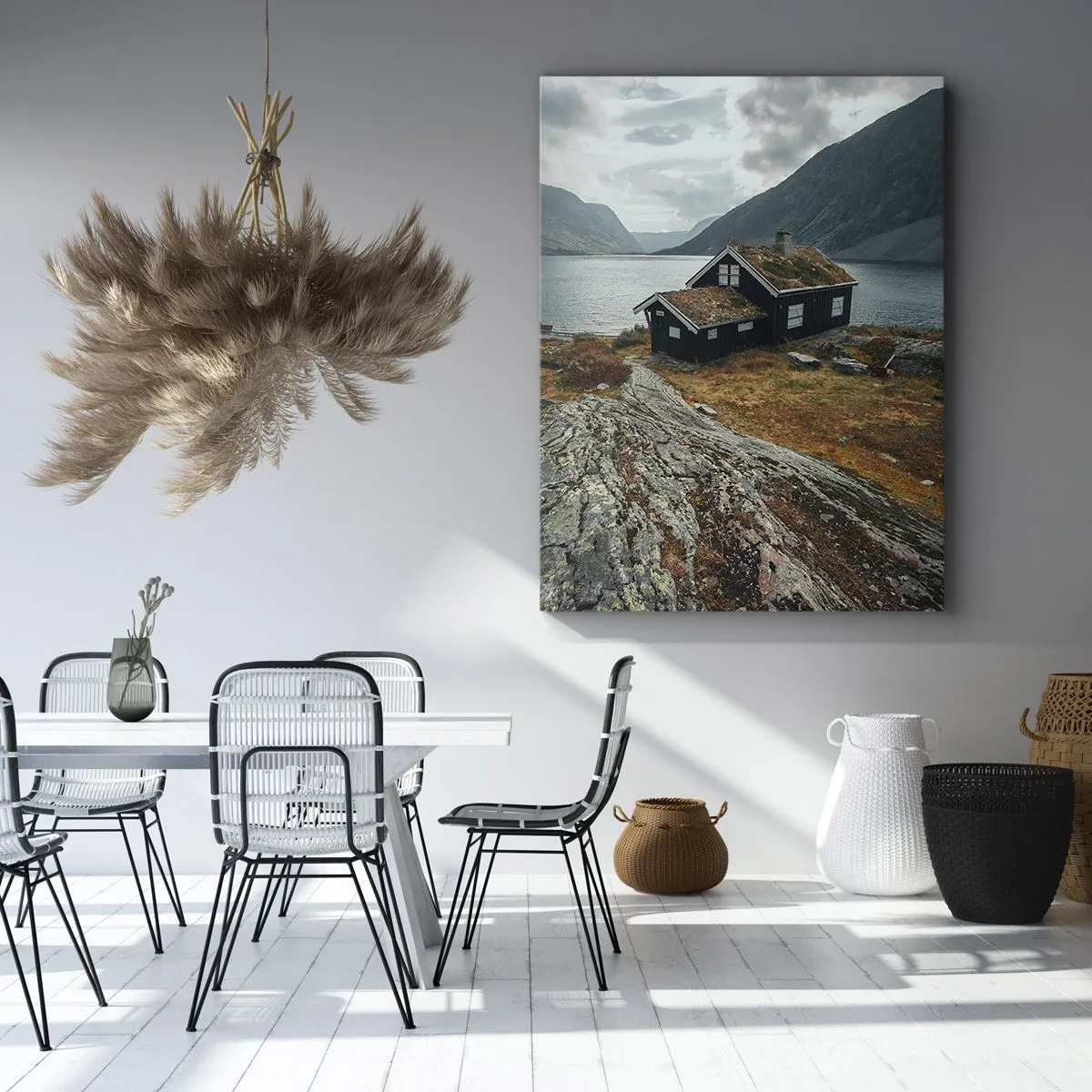 Impression sur toile - Image sur toile - Une station estivale au bord du fjord - 80x120 cm