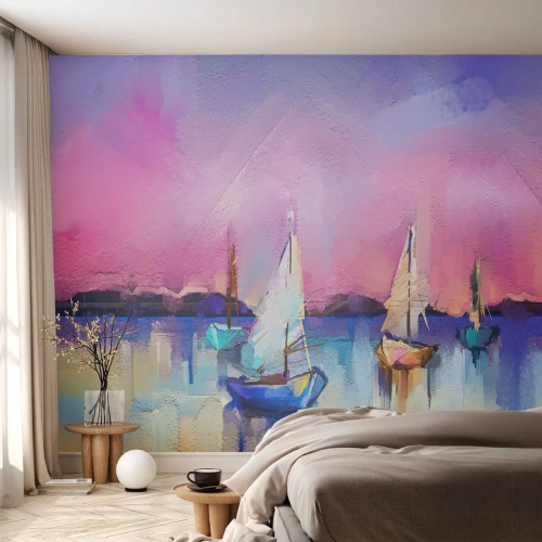 Papier peint sur mesure Premium Sand - Direction: les eaux larges - Paysage, Lac, Voilier