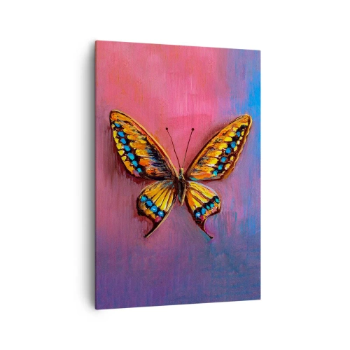 Impression sur toile - Image sur toile - Papillon coloré sur un fond abstrait - 70x100cm - Un joyau de la nature - Décoration murale moderne pour le salon et la chambre ARTTOR