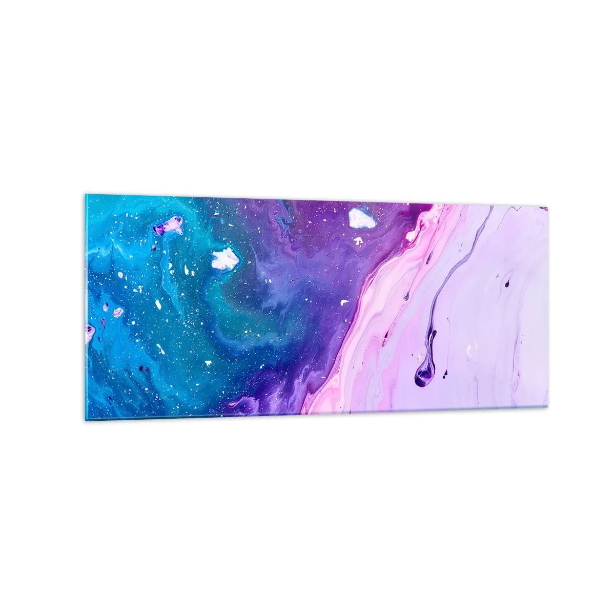 Impression sur verre - Image sur verre - Abstraction aux couleurs violettes et turquoise inspirée des contrastes - 120x50cm - Yin et yang - Décoration murale moderne pour le salon et la chambre ARTTOR