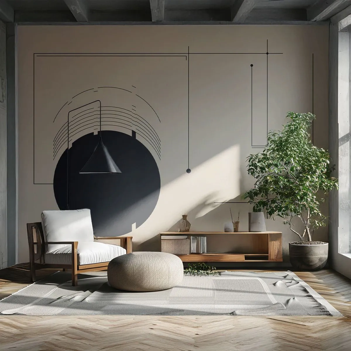 Papier peint sur mesure Premium Sand - Une composition flexible et dynamique - Géométrique, Minimalisme, Esthétique